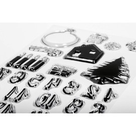 Rayher 50223000 Clear Stamps Advent Calendar Classic 97 x 205 mm 33 Designs Individual Bags 1 sheet, white, normal.