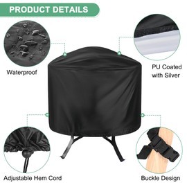M METERXITY Round Outdoor Fire Pit Cover, 30" x 23" (H x Dia) Patio Fire Pit Table Cover, Fire Pit Replacement Cover for Outdoor Round Fire Pit [Black]