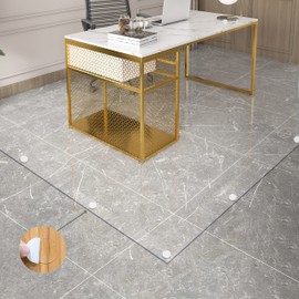 MM MELISEN Glass Floor Mat for Office Chair, Transparent Plastic Non-Skid Waterproof Floor Runners, Indoor/Outdoor Hard Flooring Runner, Heavy Duty Protector, Easy to Cut (55.1x 98.4in/140cm x 250cm)