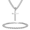 NORBU Stainless Steel Cross Necklace and Bracelet Set for Men,
