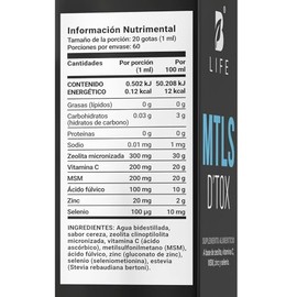 Mezcla de Zeolita, Vitamina C, MSM 60 ml. Desintoxiacion de Metales Pesados. Gotas 60 tomas. Ingredientes naturales. Adicionado con Zinc y Selenio. Mt