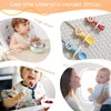 SMAutoLife Toddler Utensils，Silicone Stretch Lids for fork and spoon,Holder Strap