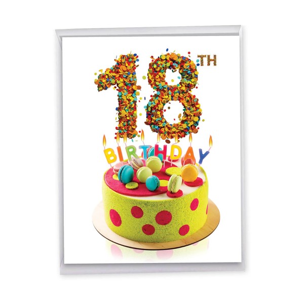 The Best Card Company - 18th Happy Birthday Card Jumbo (8.5 x 11 Inch) - 18 Years of Celebration Notecard for Birthdays, with Envelope - Big Day Milestones 18 J7060BMBG