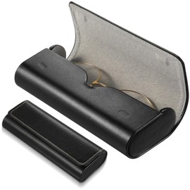ElevateTech Eyeglasses Case Hard Shell,1 Pcs Portable Sunglass Case Lightweight PU Leather Eyeglass Case Black Pocket Size Sunglasses Case Reading Glasses Case Travel for Women Men