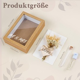 Money Gift Box for Special Occasions - Gift Idea for Wedding, Christening or Birthday with Wooden Frame, Dried Flowers, Test Tube (Wedding)