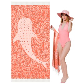 Vikumond Thin Turkish Beach Towel Lightweight Soft Cotton Extra Large XL Oversized Sand Free Sandproof Absorbent Quick Dry Towels Cloud Bath Pool Travel Compact Essentials Accessories for Adult Gifts