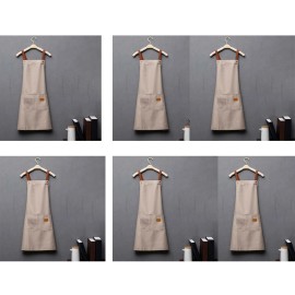 Khaki Kitchen Apron Waterproof Cross Adjustable Webbing Restaurant bar Barbershop Garden With Pocket Custom Logocolor: 6 pcs Khaki, size: Onesize