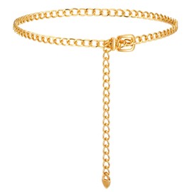 ElevateTech Metal Waist Chain for Women, Adjustable Body Link Belt, Waist Chain Belt, Dresses, Jeans and More Elegant Golden Belt for Denim Dresses, Fashion