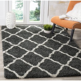 SAFAVIEH Hudson Shag Collection Accent Rug - 3' x 5', Dark Grey & Ivory, Trellis Design, Non-Shedding & Easy Care, 2-inch Thick Ideal for High Traffic Areas in Entryway, Living Room, Bedroom (SGH283G)