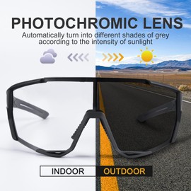 Startop TR90 Sports Sunglasses, Road Bike, Sunglasses, 3/5 Lens Replacement, Polarized, UV400, Fully Blocked, Baseball, Running, Fishing, Driving, Unisex, Ultra Lightweight, 1 lens, dimmable