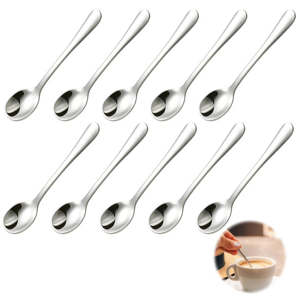 Pack of 10 Mini Espresso Spoons, Small Stainless Steel Espresso