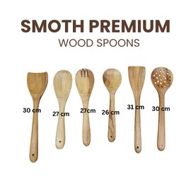 CLOTHIK Wooden Spoons & Spatulas Set – 6 Piece Durable Neem Wood Cooking Kitchen Utensil for Nonstick Cookware, Heat-Resistant & Eco-Friendly
