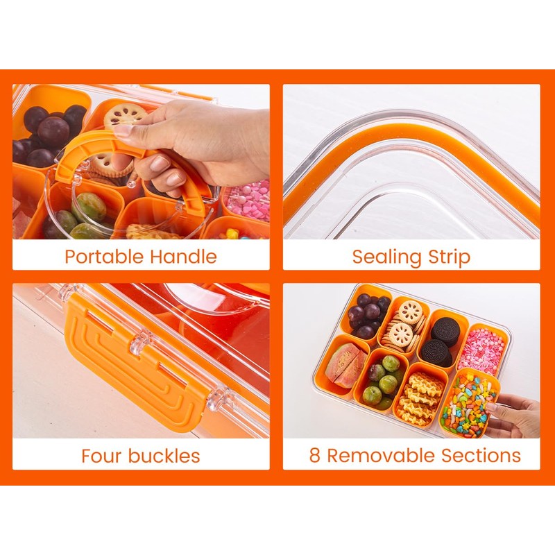 Divided Serving Tray with Lid and Handle - Snackle Box