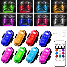 Furlerkam Wireless LED Lights for Car, Wireless Rock Lights with 8 Colors 10 Modes,led Strobe Warning Light, Motorcycles, Boats, Camping, Bikes, DronesDesign in USA (8pcs Black)