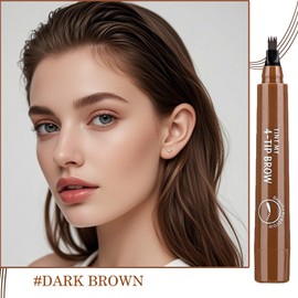 4 Micro-Fork Tip for Natural Long-Lasting Makeup, Waterproof Brow Pencil for Precise Shaping, Waterproof Eyebrow Pencil for Fine Stroke (Dark brown)