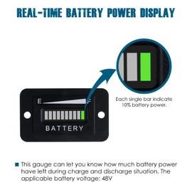 2 Pieces Runleader 48V Battery Indicator Battery State of Charge Meter Gauge for Lead Acid (not Included Trojan Type); Battery Discharge Alert, Use for Golf Cart,Fork Lifts,Star Car, Yamaha(2, 48V)