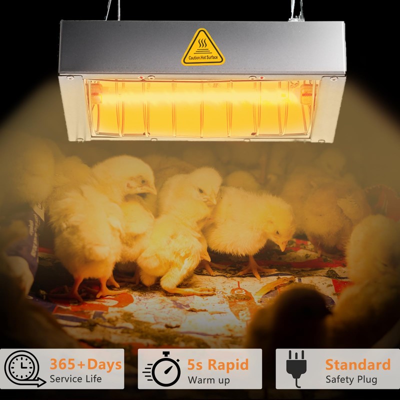 Chicken Coop Heater for Winter, Heat Lamp for Chickens 400W,