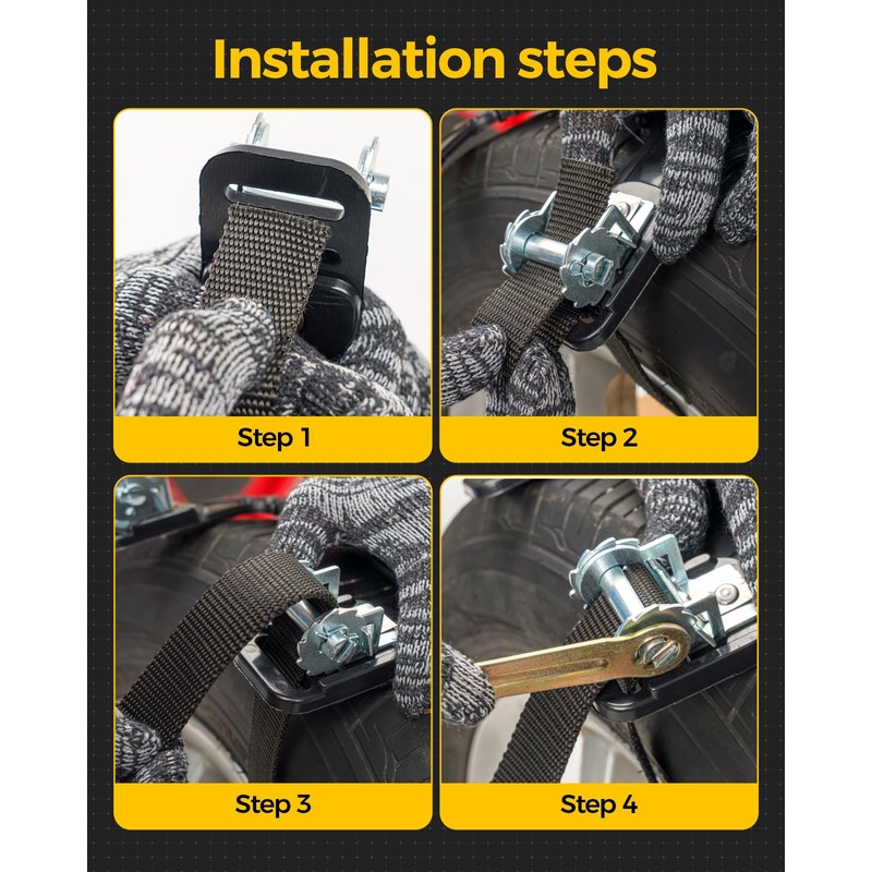 KYX Tire Chains for Car/SUV/Pickup Truks, Adjustable Universal Emergency Snow