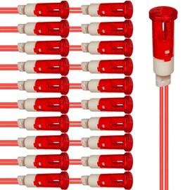 Gebildet Pack of 20 LED Indicator Light 10 mm Energy-Saving LED Indicator Light Voltage 220 VAC Current Square Mounting Hole Size 10 mm (Red)