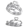 925 Sterling Silver Two-Piece Stackable Four Leaf Clover Heart Ring