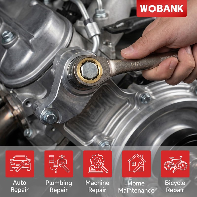 WOBANK 22-Piece Ratcheting Wrench Set, Ratchet Combination Wrenches Set with