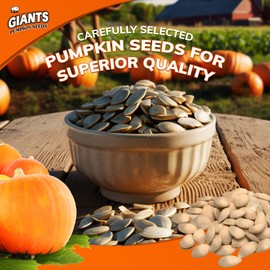 GIANTS Pumpkin Seeds - Pumpkin Seeds in Shell, Pumpkin Seeds to Eat, Roasted and Salted, Whole Pumpkin Seeds with Shell, High Protein Snack with 15g Protein Per Serving - 5.15 oz (Pack of 2)