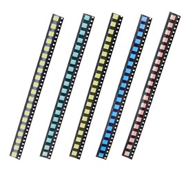 Bridgold 100pcs 5 Types Colors 5050 Red Yellow Blue Green White SMD LED Diode Lights Chips Kits (Surface Mount) 20mA High Intensity Lighting Components Light Emitting Diodes. (5050)