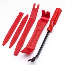 MEAJOO 5PCS Auto Trim Removal Tool Kit, No Scratch Plastic Pry Tool Kit, Auto Trim Removal Pry Tool, Car Panel Door Window Fastener Removal Tool Set for Vehicle Dash Radio Audio Installer (Red)