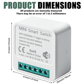 6 Stück Smart Lichtschalter Modul 2 Wege: Mini DIY WLAN Schalter Passt hinter Wandschalter, Smart Lichtschalter Modul Kompatibel mit Tuya App, Alexa und Google Home, Neutralleiter Erforderlich