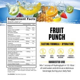 Ambrosia Hydroglyph Intraworkout Formula w/BCAA + EAA + Electrolytes Hydration Powder to Protect Lean Muscle, 0g Sugar Fasting Hydration Drink Mix, Made w/Coconut Water (Fruit Punch)