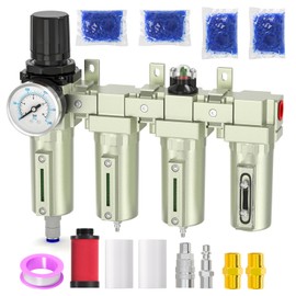 BOGERDACK Industrial Grade 4-Stage Air Drying System, 1/2" NPT with Auto Drain, Desiccant Dryer, Air Regulator, Particulate Filter and Coalescing Filter for Paint Spray, Plasma Cutter