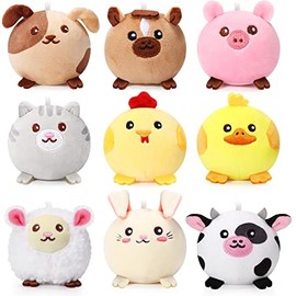 Skylety 9 Pcs Mini Plush Animals Toys Bulk 3.15 Inch Cute Soft Small Stuffed Animal Plush Keychain for Kids Goodie Bag Fillers Birthday Classroom School Prizes Festival Party Favors(Farm Animals)
