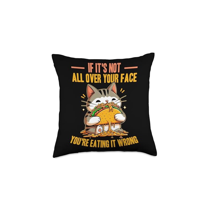 Taco cat Throw Pillow