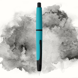 Majohn A2 Press Fountain Pen Extra Fine Nib with Box, Retractable Lake Blue Resin Ink Pen with Converter Writing Pen Set (Black Clip Version)