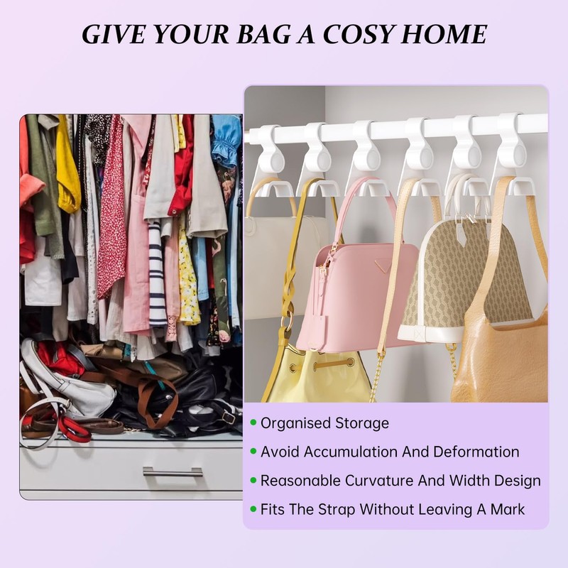 BOCONY Purse Hanger for Closet 6 Pcs, Acrylic Purse Organizer