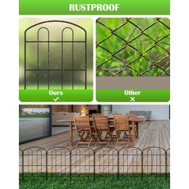 MOOACE Decorative Garden Fence 28 Pack, 24in (H) x30ft (L) RustProof Metal Landscape No Dig Fence, Wire Border Patio Bed Fencing, Ground Stake Animal Barrier for Rabbit Dog, Yard Outdoor Decor