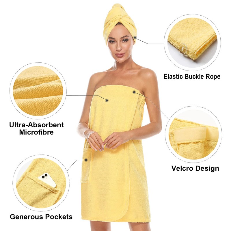 ROSYLINE Bath Towel for Women Towel Wrap with Hair Drying&Adjustable