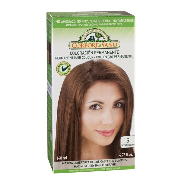 Corpore Sano Permanent Hair Color (Does Not Contain: PPD. AMMONIA, RESORCINOL, PARABENS. (~ 5 Light Chestnut)