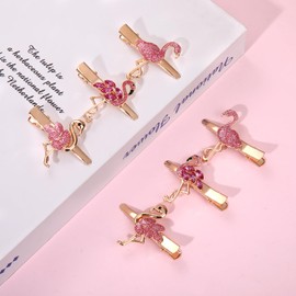 Flamingo Hair Clips Pink Animal Hairpin Cute Flamingo Hair Clips for Women Birthday Valentine's Day,Birthdays,Hawaiian Hair Accessories (Pink B Crystal)