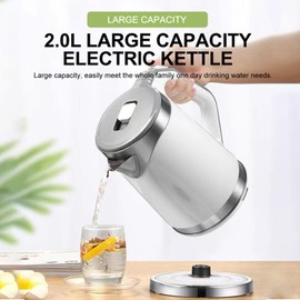 WOOLALA 2.0L Electric Water Kettle Large Volume Water Boiler & Heater 1500W Rapid Boil Stainless Steel Hot Water Heater Auto-Shutoff and Boil-Dry Protection