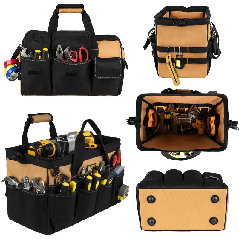 27 Pockets Tool Bags for Men,16-Inch Heavy Duty Tool Bag,Large