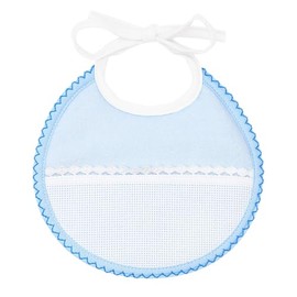 Filet - Small Round Bib, Practical Baby Accessory and Easy to Embroidery, Soft Cotton Terry Bib with Aida Pocket, 100% Made in Italy, Sky Colour, Sky