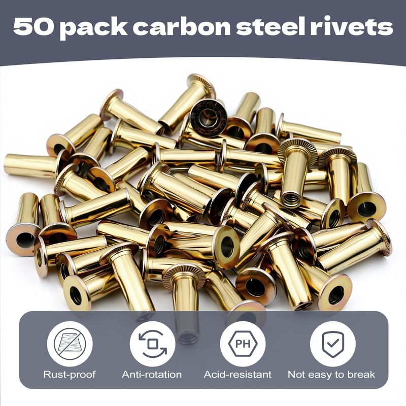 Gdotmely 1/4-20 Multi Grip Rivet Nut Kit, 50pcs Rivet Nuts,