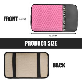 MUQIDA Bling Leather Car Center Console Cover, Anti-Scratch Armrest Seat Box Protector with Glossy Rhinestone, Sparkling Waterproof Arm Rest Cushion Pad Interior Decor for Most Vehicles (Pink)