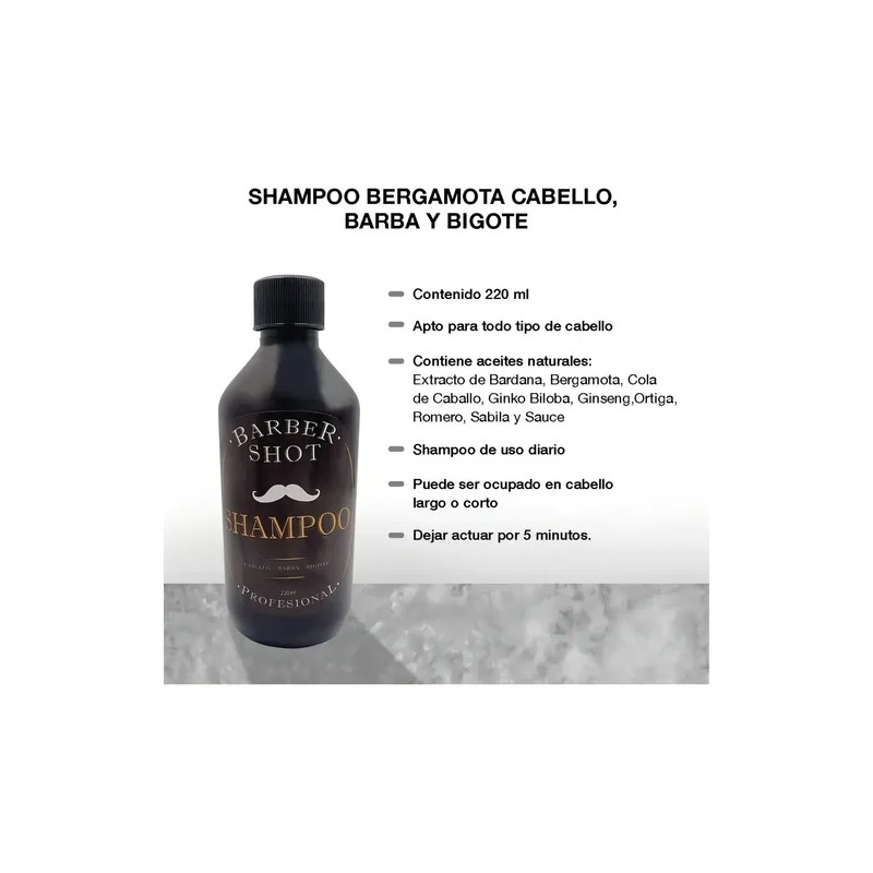Shampoo Bergamota Y Cola De Caballo Barba Bigote Y Cabello