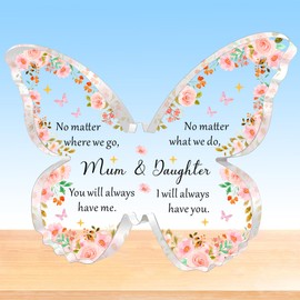 HULALA Mum And Daughter Gifts,Mothers Day Gifts From Daughter, Mum And Daughter Acrylic Butterfly Plaque, Gifts For Mum Daughter Birthday Christmas Presents