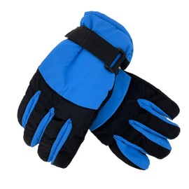 Thingimijigs Boys Ski Snowboarding Winter Gloves with Palm/Thumb Grips and Adjustable Wrist Strap - Blue 6-7 Years
