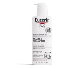 Eucerin Baby Jabon y Shampoo 2 en 1 400 ml Limpieza Suave Sin Lagrimas Piel Sensible Delicada Bebe Hipoalergenico Protege Barrera Cutanea Hidratacion 