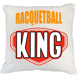 Make Your Mark Design Racquetball King, Racquet Sport Quotes White Pillow Cover for Men 18x18 in White Linen Throw Pillow Cover