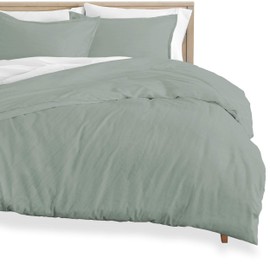 Bare Home Ultra Soft Washed Microfiber King/Cal King Duvet Cover with Zipper and Securing Ties and 2 King Pillow Shams, Linen-Like Look, Easy Care, Hypoallergenic (King/Cal King, Slate)